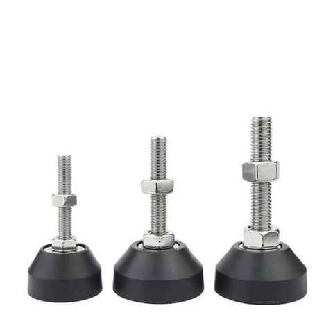 Rock Solid Adjustable Leveling Feet Four Pack Universal Furniture Support Legs with M8 M10 Thread in three sizes.