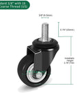2 Inch Caster Wheels With Threaded Stem Three Eighths Inch By Sixteen Threads One Inch Stem Heavy Duty Polyurethane Casters