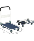 Heavy Duty Steel Platform Cart With Smooth Swivel Wheels And Secure Locking Brakes Folding Utility Wagon Beast Mode Hauler with dimensions.