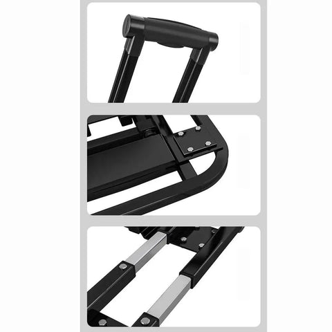 Close-up of Smooth Rolling Folding Platform Trolley With Durable Steel Frame's handle and frame details.