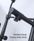 Boss Level Heavy Duty Commercial Style Kitchen Sink Faucet with Single Handle Pre Rinse Sprayer, high arc matte black.