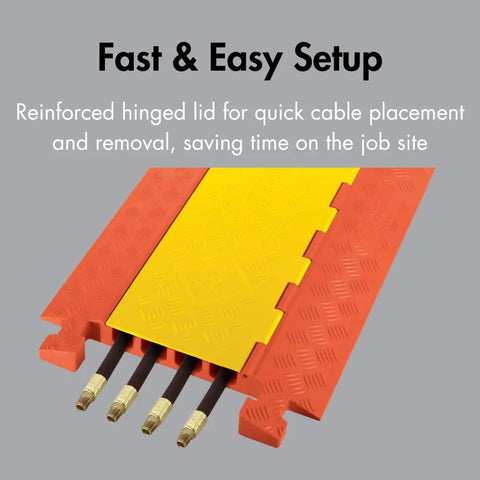 4 Channel Industrial Drive Over Cable Protector For One And A Quarter Inch Lines Heavy Duty Cable Ramp With 40K Axle Load Capacity