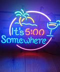 Its Five O Clock Somewhere Real Glass Neon Light Sign For Home Bar Pub Recreation Room And Game Room Wall Decor 17 By 14 Inch