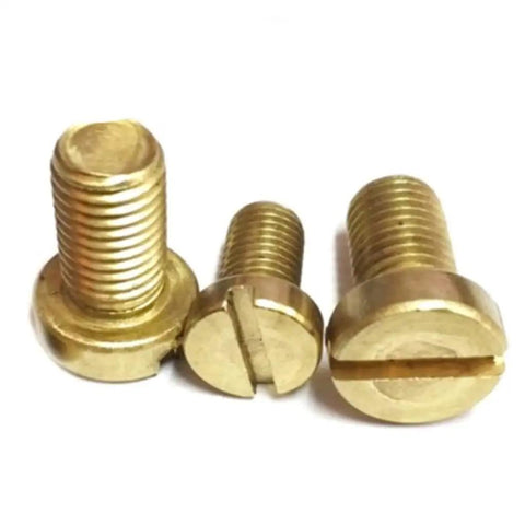 Heavy Duty Solid Brass Slotted Cheese Head Machine Screws M1.2 To M8 Metric Sizes, showing three screws in 4mm length.