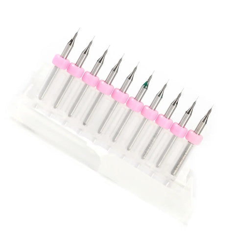 10 Piece Tungsten Carbide Drill Bit Set 0.1mm Precision For Electronics Prototyping And Detailed Modeling, PCB, Jewelry, Plastic, Wood, And CNC Use With Spiral Flute Design For Clean Holes in plastic holder