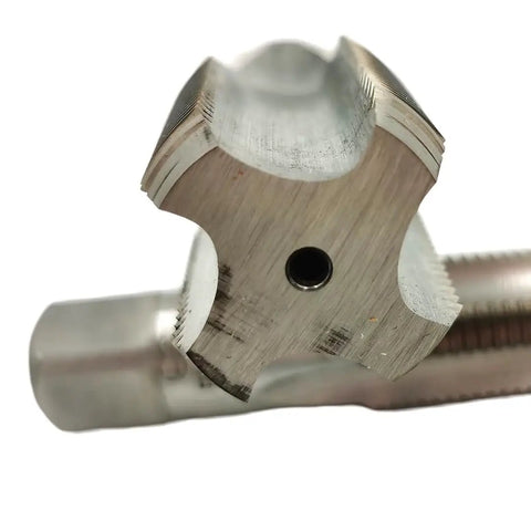 Close-up of Large Diameter M55 x 4.0mm Plug Tap For Internal Threads, Right Hand Threading, Heavy Duty High Speed Steel, straight flute tool