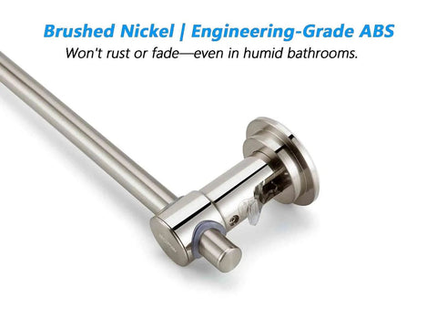 24 Inch Suction Cup Towel Bar No Drill Install For Smooth Surfaces Only Brushed Nickel Finish, close-up on base with brushed finish