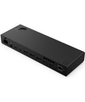 Plug And Play Thunderbolt 5 Docking Station Boasting 180W Output For Smooth Triple 8K Displays And Snappy Data Transfers For High Performance Workstation Setups Black, rear view with multiple ports.