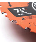 Close-up of Nail Slicer Framing Blade 7 And A Quarter Inch 24 Tooth For Corded And Cordless Tools, Pro Grade Anti Kickback Tooth Design