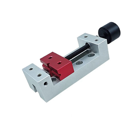 Pro Grade Compact Aluminum Flat Nose CNC Vise for Desktop Woodworking, 50mm clamp range, manual parallel jaw, easy mounting