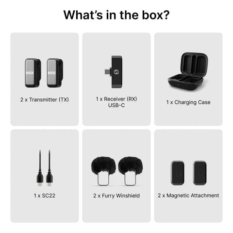 Two Mic Wireless Microphone System With Charging Case For Smartphones USB C No Cable Needed Quick Pairing Built In Mics