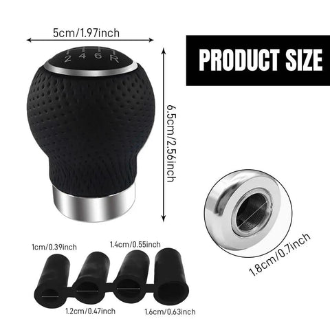 Ergonomic Round Head Gear Shift Knob For Manual And Automatic Cars, 5 Speed Shift Lever Kit with product size dimensions