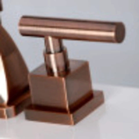 Close-up of polished brass handle from Claremont Mini Widespread Lavatory Faucet With Brass Pop Up Drain Polished Brass Finish Adjustable 4 Inch To 8 Inch