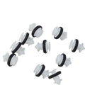 Premium Side Door Skirt Retainer Clips With Durable Door Trim Panel Fasteners That Are Straight Up Fire For Tesla Model Y And Model 3 Aftermarket Auto Body Hardware Kit showing 10 white clips with black rings.