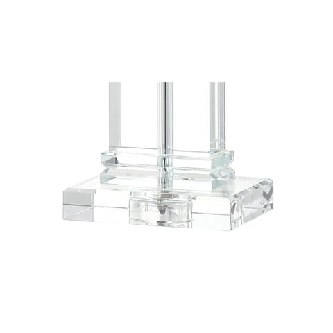 Base of Ophelia Clear Solid Crystal LED Table Lamp With White Linen Shade, Modern Rectangular Column Design