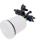 Pro Grade HVLP Paint Sprayer Gun With 600 ml Cup and 1.3 mm Nozzle for Furniture Walls Doors, side view with nozzle and cup.