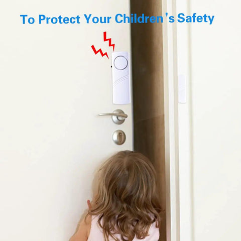 Child observing Super Loud 90dB Door And Window Alarm Pack Of 13 For Kid Safety Magnetic Sensor Home Security Alarm on door