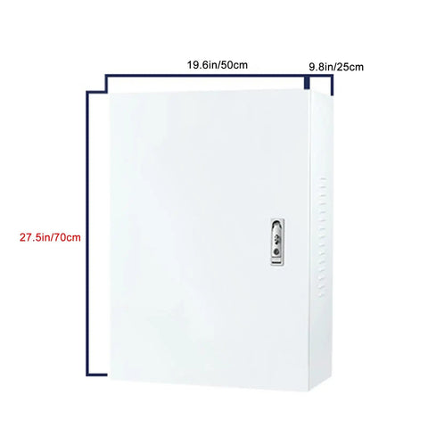 Heavy Duty EV Charger Enclosure Box Featuring Tough As Nails Cold Rolled Steel Design For Garage And Driveway Use Includes All Weather Armor Universal Fit, dimensions shown.