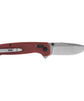 Terminus XR G10 Folding Knife with ambidextrous opening, rugged crimson G10 handle, stonewashed hardware, adjustable belt clip
