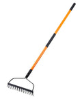 Heavy Duty Bow Rake With 14 Tines And Fiberglass Handle 58 Inch Length Durable Steel Head Anti Rust Welded Joints