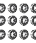 608-2RS 8mm x 22mm x 7mm sealed deep groove ball bearings pack of 12 with double rubber seals and hardened steel for diverse applications