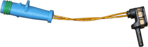 Side view of disc brake pad wear sensor assembly with blue housing and copper wires for Mercedes-Benz GLC300