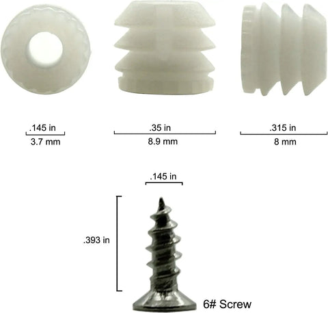 Rock Solid White Plastic Hinge Dowel Insert Kit With Matching Screws 100 Pack Easy Swap Cabinet Drawer Hardware No Sweat Replacement Parts Straight Up Quality For Furniture Repair