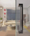Door Handle Stainless Steel Square Tube Matte Black For Glass And Wooden Doors Anti Push Design installed on a glass door