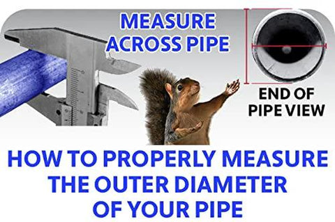 Illustration showing how to measure the outer diameter of a pipe with calipers and a cross-section view.