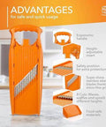 Börner Wave-Waffle Power Line vegetable slicer in orange with ergonomic handle and adjustable insert