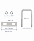Diagram of Two Sets 304 Stainless Steel Square U Bolts, Two And Three Eighths Inch Inner Width, Four Inch Length M8 With Nuts