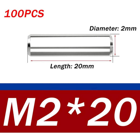 304 Stainless Steel Dowel Pin Set 100 Pcs Beefed Up Pro Grade Precision Ground Alignment Pins For Machinery, Fixtures, And Mold Positioning And Fastening Use 2x20 For Precise Fits Repeatable Alignment And Reliable Fastening In Fixtures Molds And Machinery