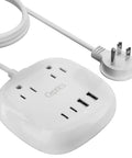 65W USB Power Strip With Surge Protection, Compact Travel Hub With Dual USB Ports And USB C, 2 Grounded USA Outlets
