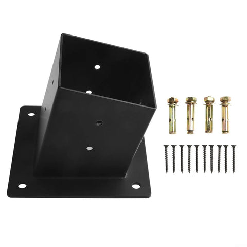 Slanted Roof Pergola Brackets For Wall Mounted 4x4 Posts, Heavy Duty Steel Gazebo Hardware Kit With Screws, Black Finish
