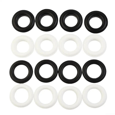 Badass Plastic Eyelets Hand Press Kit Adjustable Resin Grommets in black and white, 15mm inner diameter, 50 pack.