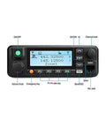 Front display of MD9600 GPS DMR Dual Band 50 Watt Mobile Radio For Cars And Trucks With AES256 Encryption showing control knobs.