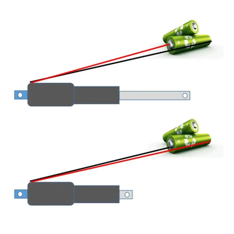 Heavy Duty Dc Micro Linear Actuator Motor Packin 188 Newtons Thrust with battery connections for smooth motion.