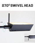Dimmable LED Pharmacy Floor Lamp With Full Range Dimming And 360 Degree Swing Arms, ETL Listed Black showing 270-degree swivel head