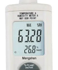 Handheld Digital Psychrometer With Backlit Display For Humidity And Temperature, Dew Point And Wet Bulb, showing LCD display.