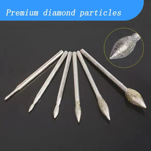 Olive Shape Diamond Burr Set, 11 Pcs, 3 By 32 Inch Shank Mounted Grinding Bits For Rotary Tool, assorted sizes visible