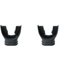 Two Pack Silicone Octopus Snorkel Mouthpieces With Color Tabs And Regulator Tie For Scuba Diving shown side by side, black
