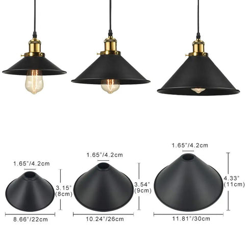 4-Pack 10.2 Inch Industrial Vintage Metal Bulb Guard Pendant Light Holders Cone Shade For Ceiling Hanging Fixture With Dope Rustic Industrial Charm Ring Not Included shown with dimensions