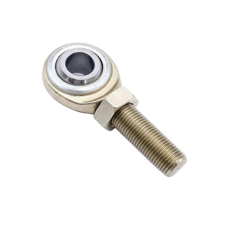 Real Deal Pair Of Badass Heavy Duty Left And Right Heimb Joints With Tight Jam Nuts Designed Specifically For Road Ready Pickup Trucks Built Tough Today. Close-up of a left Heim joint with steel thread.