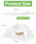 Six Pack Mesh Food Covers 17x17 Inches Pop Up Patio Net with size dimensions and sandwich inside white nylon tent