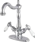 Bel-Air Two-Handle Bathroom Faucet With Brass Pop-Up Drain And Cover Plate, Polished Chrome Finish, Victorian Style