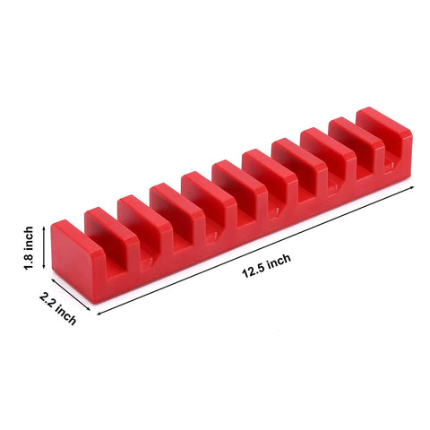 Red Magnetic Plier Holder And Tool Organizer Rack For Ten Pliers And Screwdrivers Semi Open Design With Four Magnets