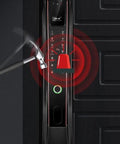 Smart Video Door Lock With Digital Fingerprint Scanner And Remote Access featuring security alert while under hammer attack.
