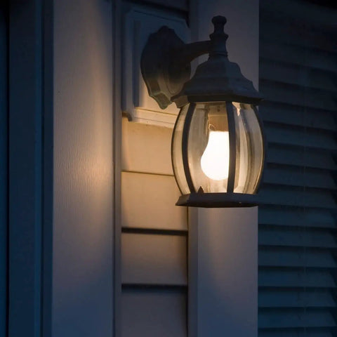 Outdoor wall fixture with 12 Pack 9W LED A19 Bulbs That Replace 60W, 800 Lumens, 5000K Daylight Cool White, E26 Base