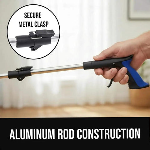 Strong Rubber Lined Claw Grabber Two Pack Reacher Tool for Seniors With 360 Magnetic Rotating Head in aluminum construction