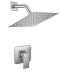 Brushed Nickel Shower Faucet Set With Rainfall System, All Metal Solid Brass Valve Body, Stainless Steel Shower Head And Wall Mount Arm